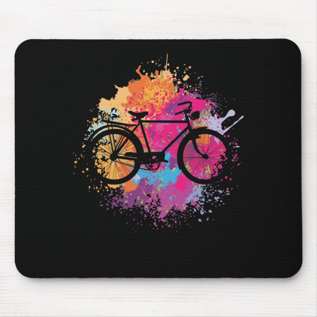 Vintage Fahrrad mit Farbklecksen Mouse Mat (Front)