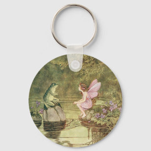 Vintage Fairies and Frogs Key Ring