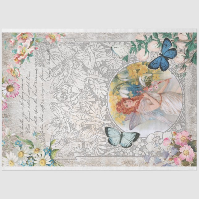 Vintage Fairies, Elves & Butterflies Decoupage Tissue Paper (Front)