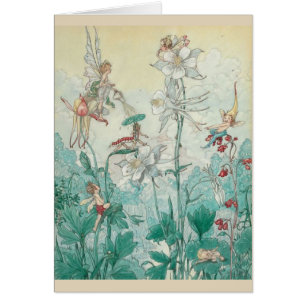 Vintage - Fairies Playing in a Garden,