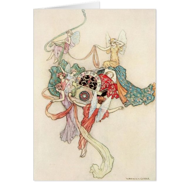 Vintage - Fairies with Baby in Cradle, (Front)