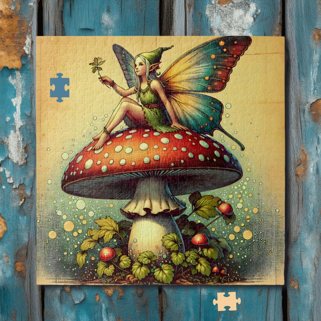 Vintage Fairy and Mushrooms  Jigsaw Puzzle (Creator Uploaded)