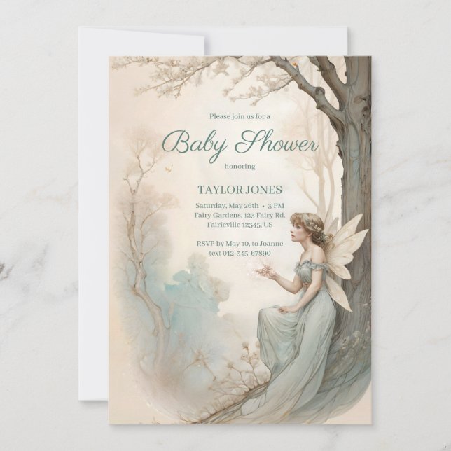 Vintage Fairy Baby Shower Invitation (Front)