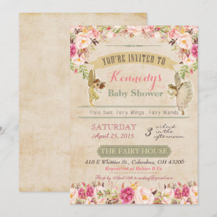 Vintage Fairy Baby Shower Invitation