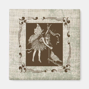Vintage Fairy & Bird  Magnet