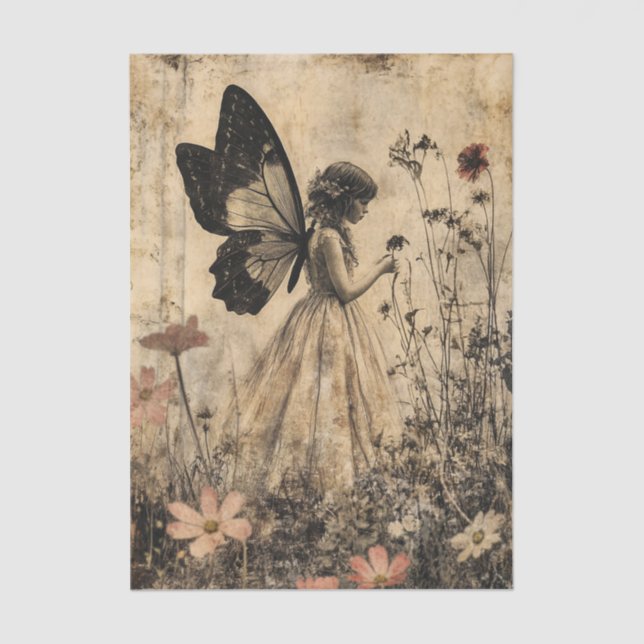 Vintage Fairy Butterfly Wings Decoupage Tissue Paper (Front)