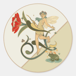 Vintage Fairy Classic Round Sticker