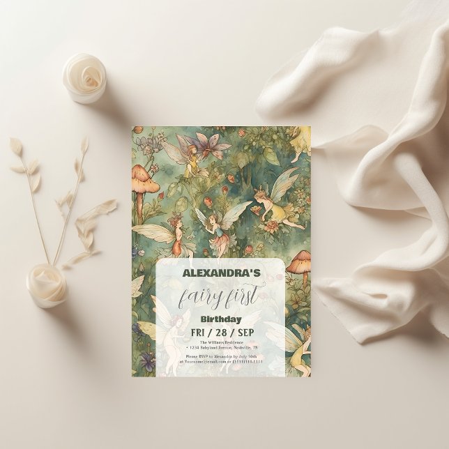 Vintage Fairy First Girl's 1st Birthday Invitation (Creator Uploaded)