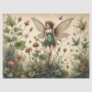 Vintage Fairy Floral Butterfly Design Tissue Paper