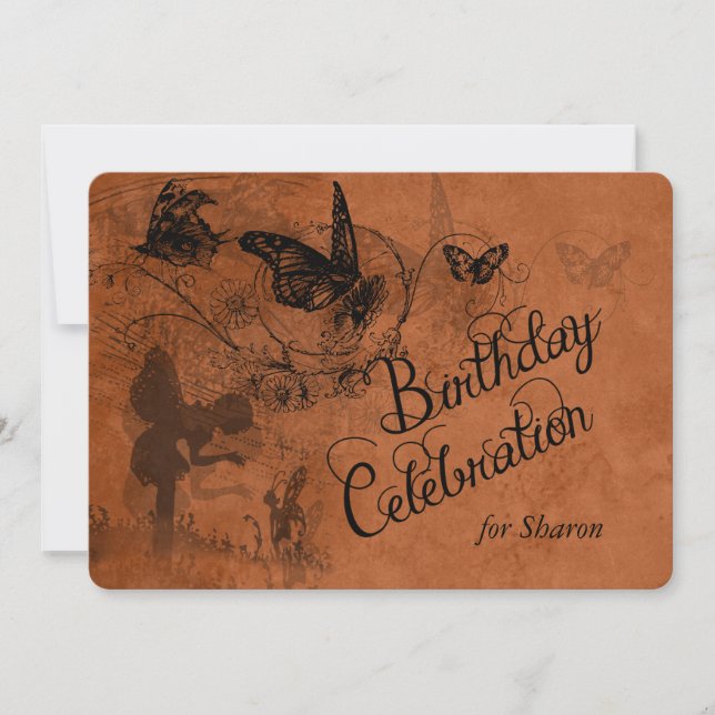 Vintage Fairy Garden Custom Birthday Invite (Front)