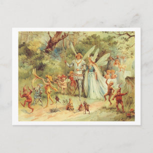 Vintage Fairy King and Queen Illustration Postcard