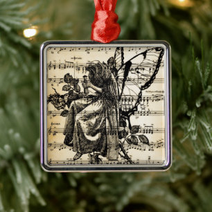 Vintage Fairy & Music Metal Tree Decoration