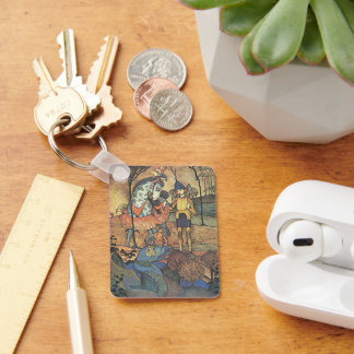 Vintage Fairy Tale, A Brave Knight and Dragon Key Ring