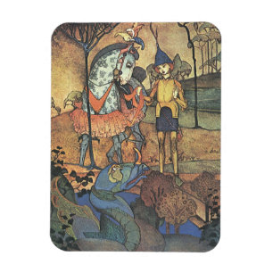 Vintage Fairy Tale, A Brave Knight and Dragon Magnet