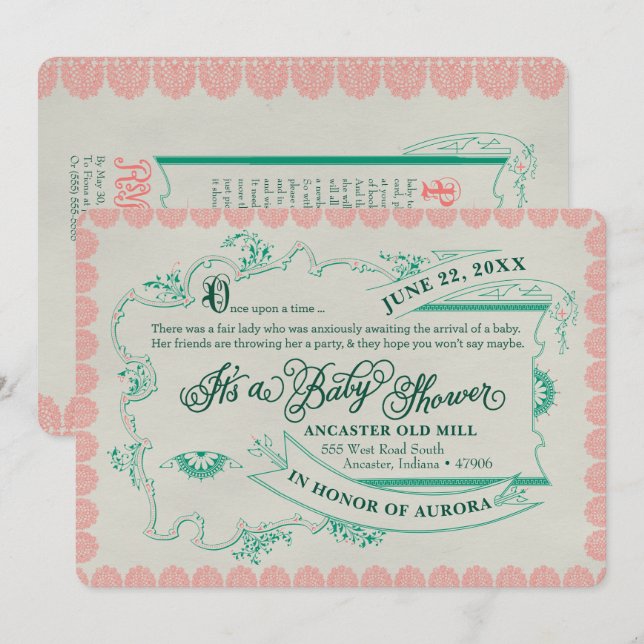 Vintage Fairy Tale Baby Shower Invitation (Front/Back)