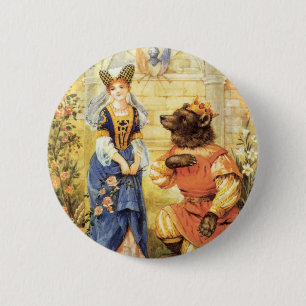 Vintage Fairy Tale, Beauty and the Beast 6 Cm Round Badge