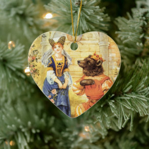 Vintage Fairy Tale, Beauty and the Beast Ceramic Tree Decoration