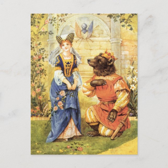 Vintage Fairy Tale, Beauty and the Beast Postcard (Front)