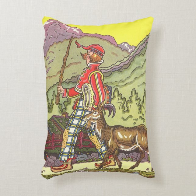 Vintage Fairy Tale, Boy and the North Wind, Hauman Decorative Cushion (Front(Vertical))