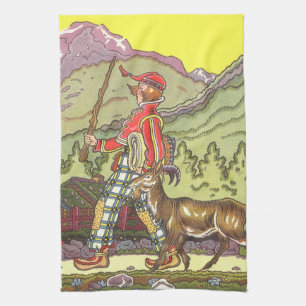 Vintage Fairy Tale, Boy and the North Wind, Hauman Tea Towel