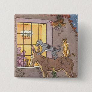 Vintage Fairy Tale, Bremen Town Musicians, Hauman 15 Cm Square Badge