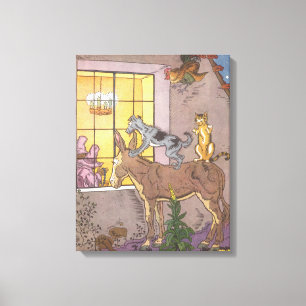 Vintage Fairy Tale, Bremen Town Musicians, Hauman Canvas Print