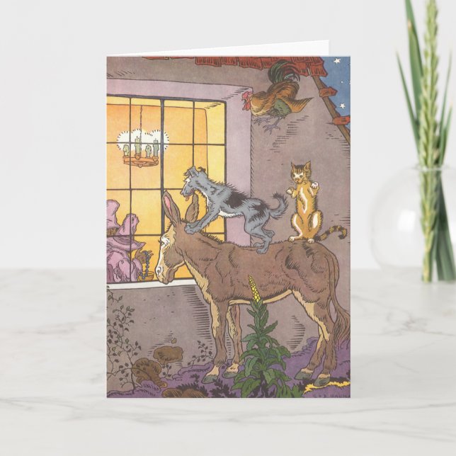 Vintage Fairy Tale, Bremen Town Musicians, Hauman Card (Front)