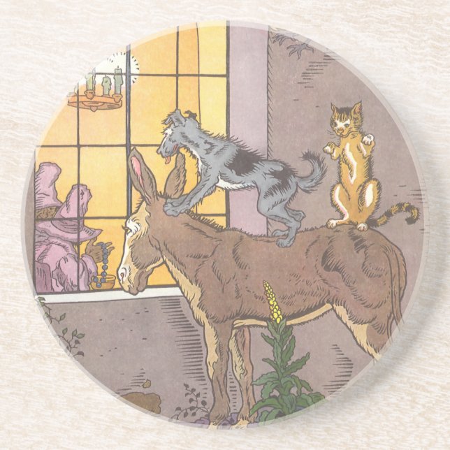 Vintage Fairy Tale, Bremen Town Musicians, Hauman Coaster (Front)