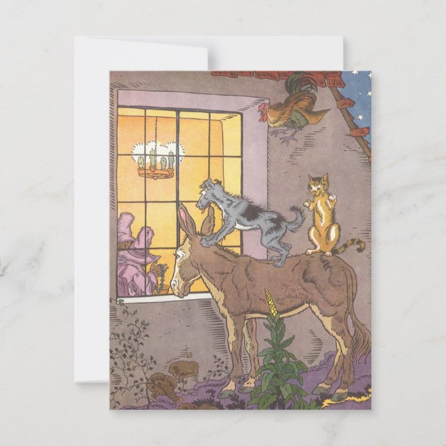 Vintage Fairy Tale, Bremen Town Musicians, Hauman Invitation (Front)