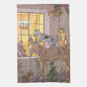 Vintage Fairy Tale, Bremen Town Musicians, Hauman Tea Towel