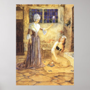 Vintage Fairy Tale, Cinderella and Fairy Godmother Poster