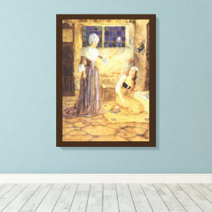 Vintage Fairy Tale Cinderella with Fairy Godmother Canvas Print