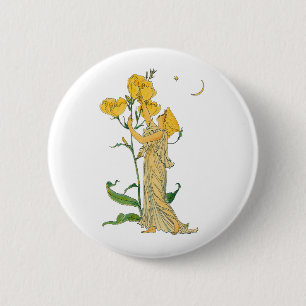 Vintage Fairy Tale, Evening Primrose, Walter Crane 6 Cm Round Badge