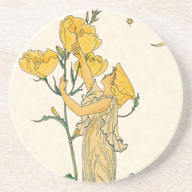 Vintage Fairy Tale, Evening Primrose, Walter Crane Coaster (Front)