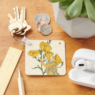 Vintage Fairy Tale, Evening Primrose, Walter Crane Key Ring