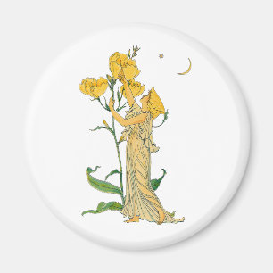 Vintage Fairy Tale, Evening Primrose, Walter Crane Magnet