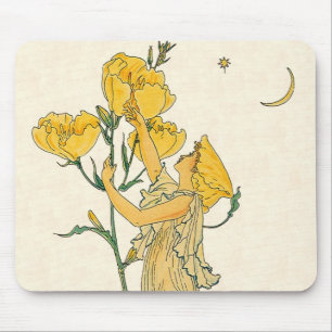 Vintage Fairy Tale, Evening Primrose, Walter Crane Mouse Mat