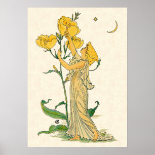 Vintage Fairy Tale, Evening Primrose, Walter Crane Poster
