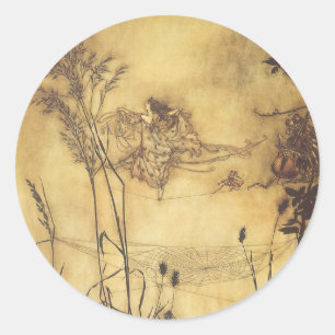 Vintage Fairy Tale, Fairy's Tightrope by Rackham Classic Round Sticker