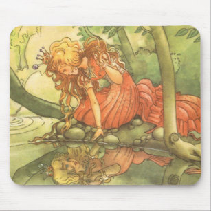 Vintage Fairy Tale, Frog Prince Princess by Pond Mouse Mat