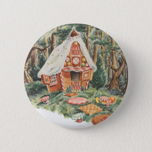 Vintage Fairy Tale, Hansel and Gretel Candy House 6 Cm Round Badge