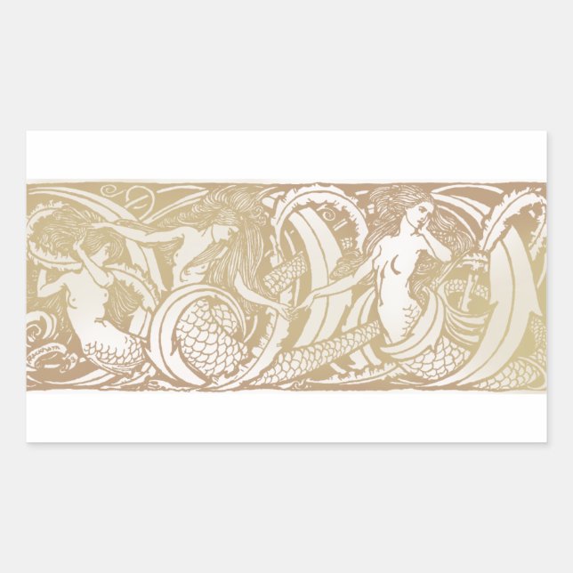 Vintage Fairy Tale Mermaid Art Rectangular Sticker (Front)