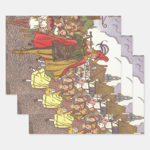 Vintage Fairy Tale Pied Piper of Hamelin by Hauman Wrapping Paper Sheet