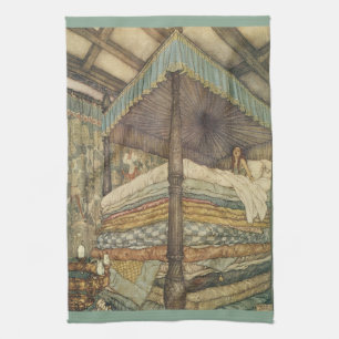 Vintage Fairy Tale, Princess and Pea, Edmund Dulac Tea Towel