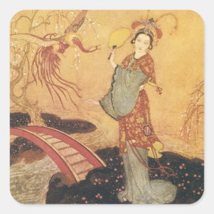 Vintage Fairy Tale Princess Badoura, Edmund Dulac Square Sticker