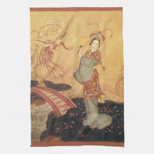 Vintage Fairy Tale Princess Badoura, Edmund Dulac Tea Towel