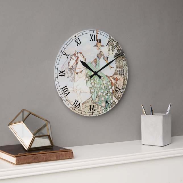 Vintage Fairy Tale, Princess Minette, Kay Nielsen Large Clock (Office)