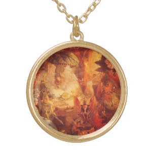 Vintage Fairy Tale The Captive Robin by Fitzgerald Gold Plated Necklace