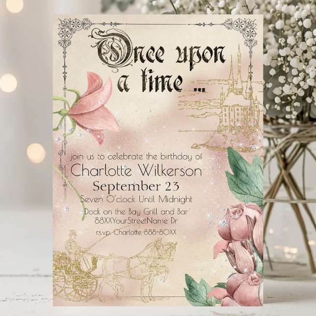 Vintage Fairy Tale Theme Castle and Carriage Invitation (Creator Uploaded)