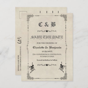 Vintage Fairy tale Wedding Save The Date Announcement Postcard
